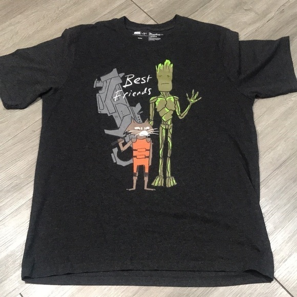 Marvel “Best Friends” Groot & Rocket Gray Screen Print Unisex T-Shirt size M - Picture 3 of 7